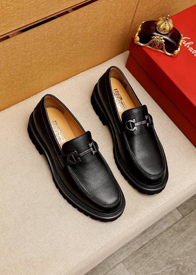 Counter Quality Top Purchasing Ferragamo Hot-Selling Men's Formal Leather Shoes