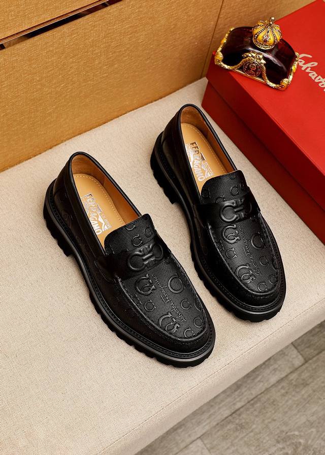 Counter Quality Top Purchasing Agent Ferragamo Hot-Selling Men's Formal Leather