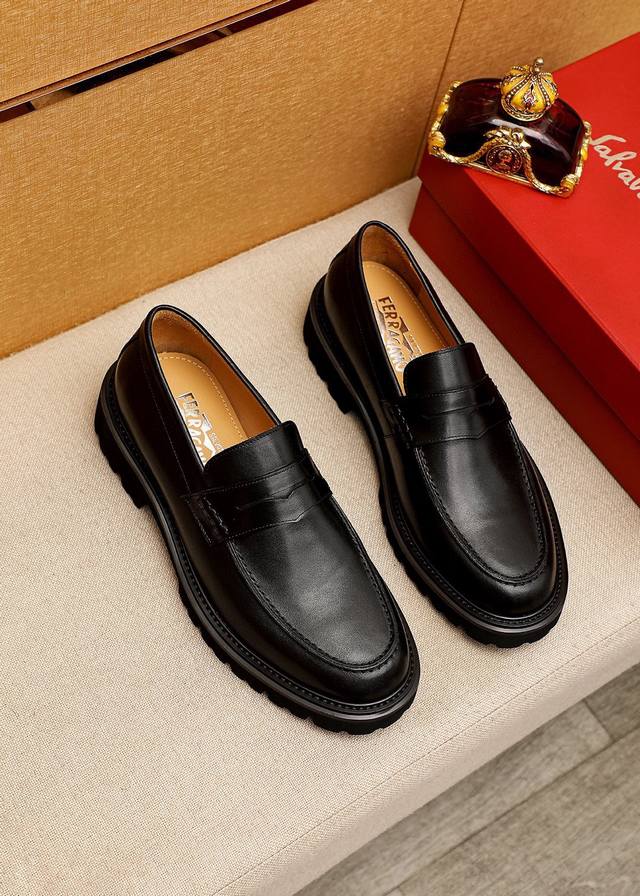 Counter Quality Top Purchasing Ferragamo Hot-Selling Men's Formal Leather Shoes