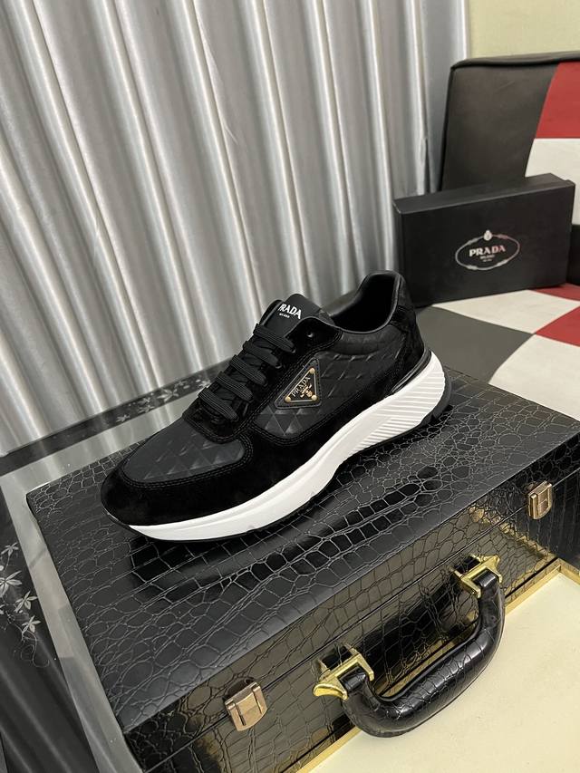 Factory Price Pp Prada Men's Classic Casual Shoes Imported Top Layer Cowhide Wit