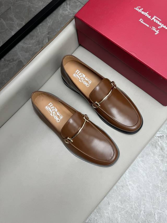 ferragam Ferragamo Classic Business Leather Shoes Men's Lace-Up Business Leat