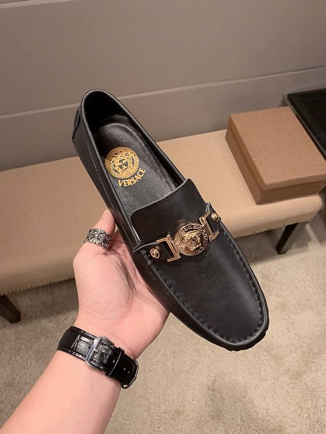 Brand Versace Official Flagship Store Genuine New Upper Original Cowhide + Sexy