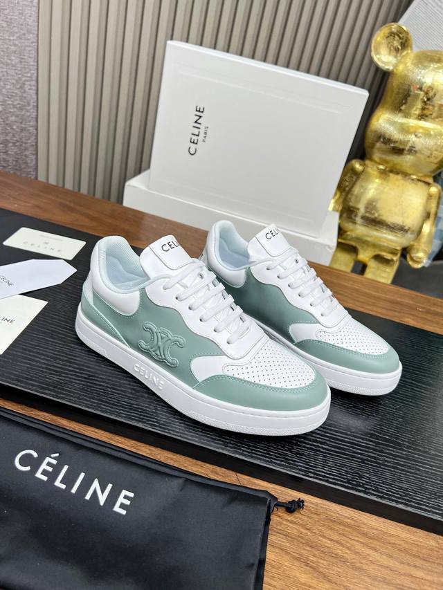 celine Block Triomphe Sneakers Block Triomphe Cowhide Wedge Heel Sneakers Thi