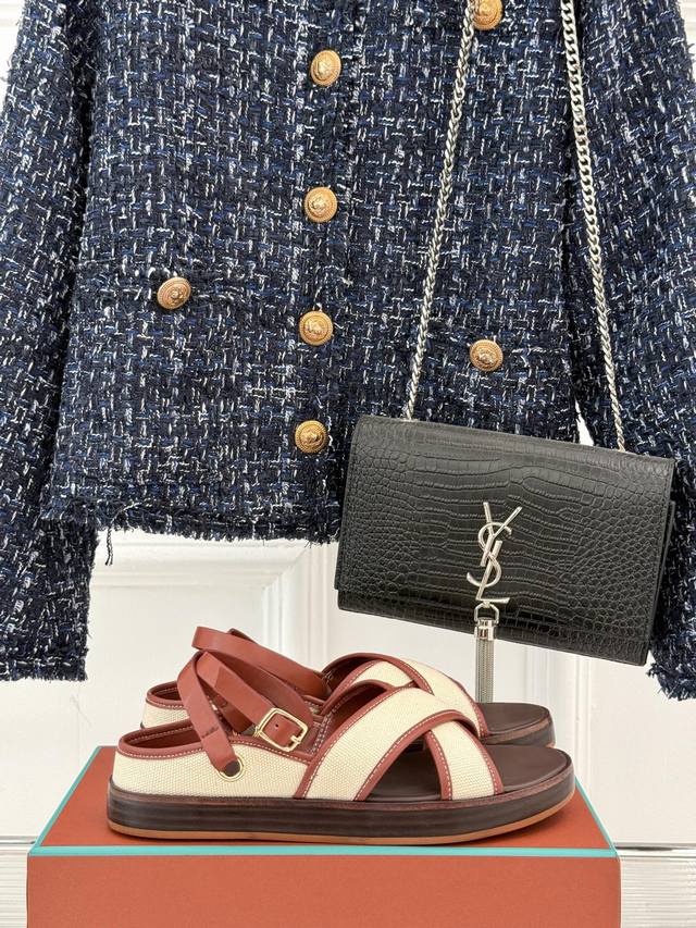 loro Piana Lp Classic Retro And Beautiful Cross Sandals Simple And Fashionabl