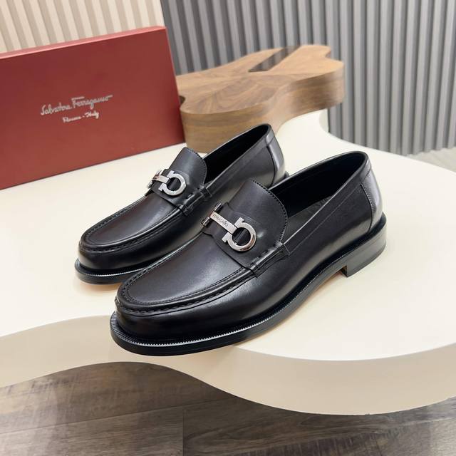 Ferragamo High-End Leather Sole Formal Leather Shoes Use Imported Cowhide Uppers