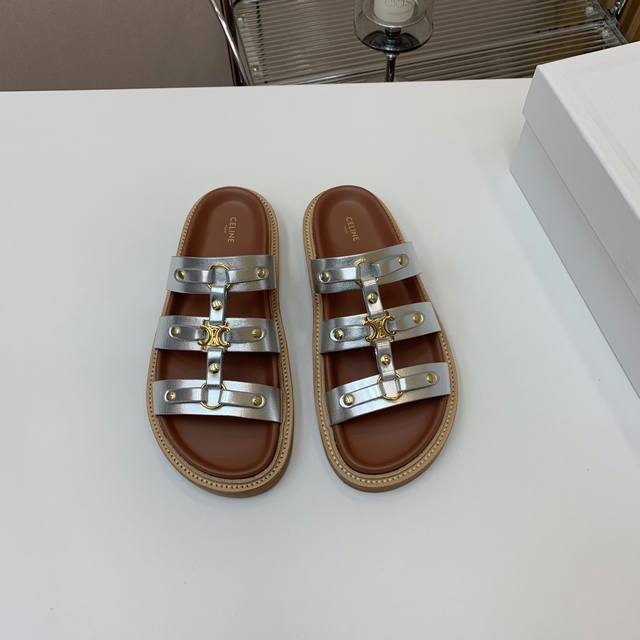 celi*E Spring And Summer British Style Flat Bottom Micro-Logo Slippers Are Si