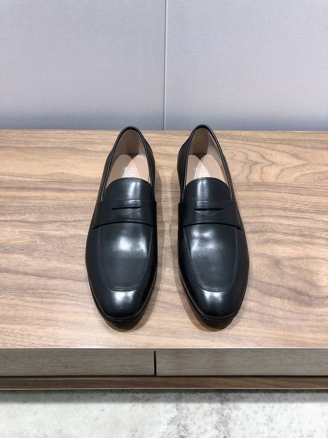 Ferragamo Men's Boutique Leather Shoes Upper Imported Cowhide Water-Dyed Cowhide