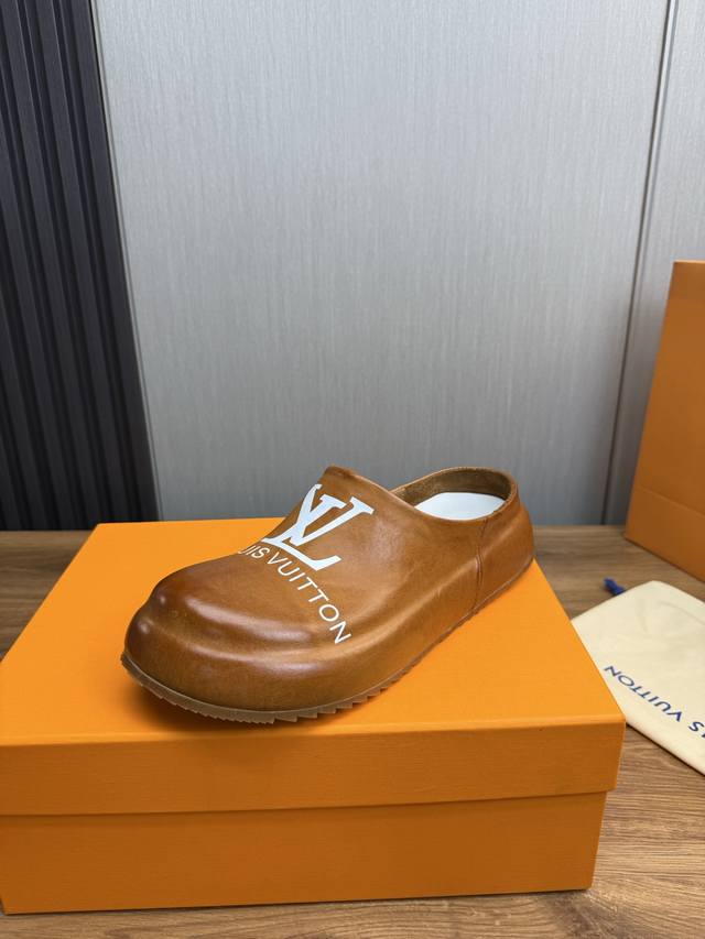 Factory P Price Lv Men's Slippers 38-45 Size 45 46 Custom-Made Full Leather Slip