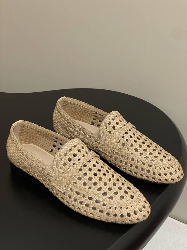 Explosion Style Loro Piana Lp60S New Spring And Summer Cowhide Hand-Woven Hollow