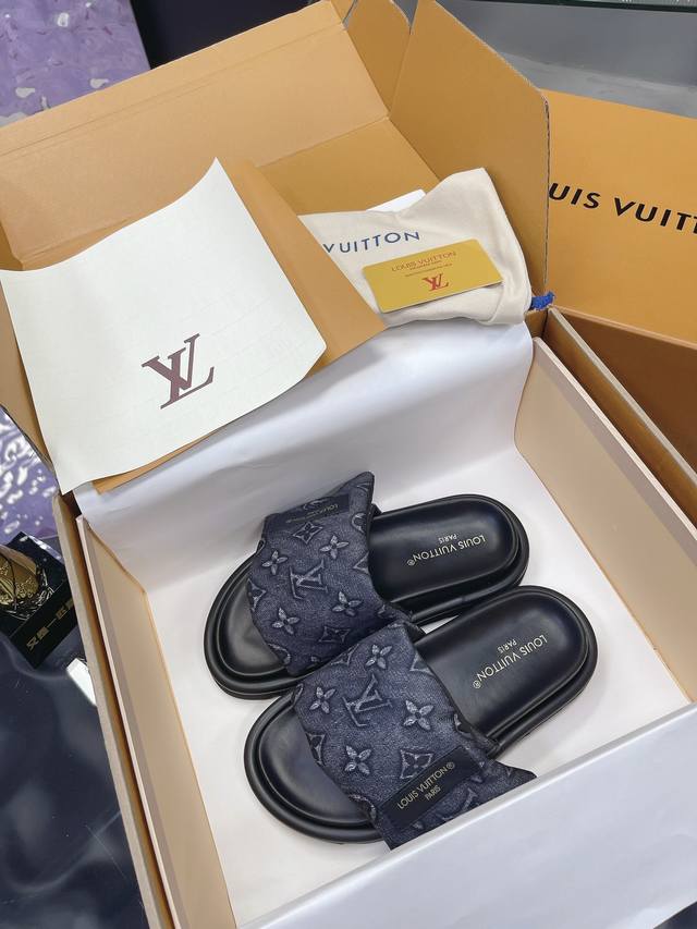 Factory P Price P Lv Couples' Style Counter Main Latest Denim Slippers Hard Good