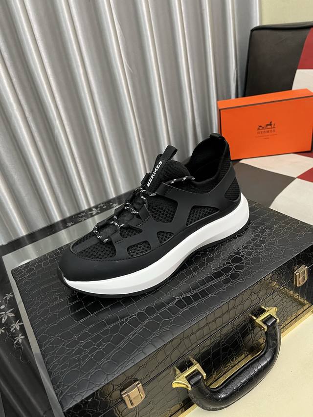 Factory Price Pp Herme* Hermes Bouncing Sneakers Men's Casual Sports Shoes Upper