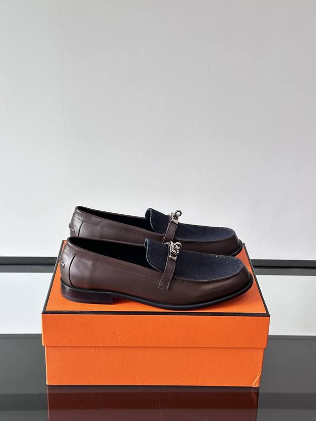 h Destin Loafers Calfskin And Denim Fabric Loafers With Inner Stitching And C