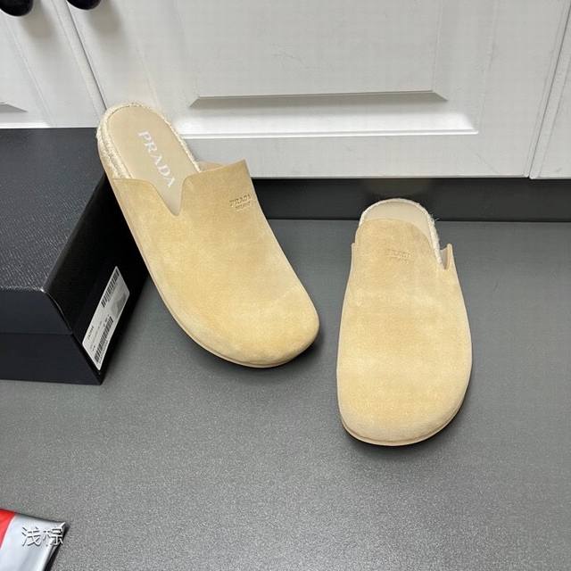 prada Genuine Leather Men's Half-Slippers In Four Colors This Fashionable And