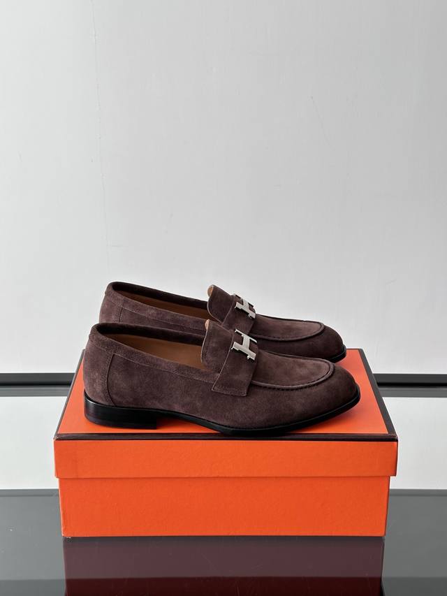 Hermes Leather Shoes 2025 High-End Business Wear Essential Men's Shoes~~ Importe