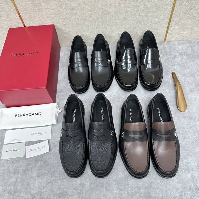 sf Fira Ferragam* New Loafers Gancini Moccasins With Embossed Lettering Are M