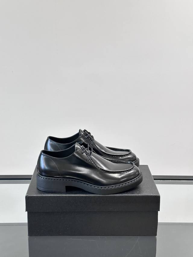Prada's New Shiny Leather Loafers Are Made Of Italian Imported Open-Edge Bead Up