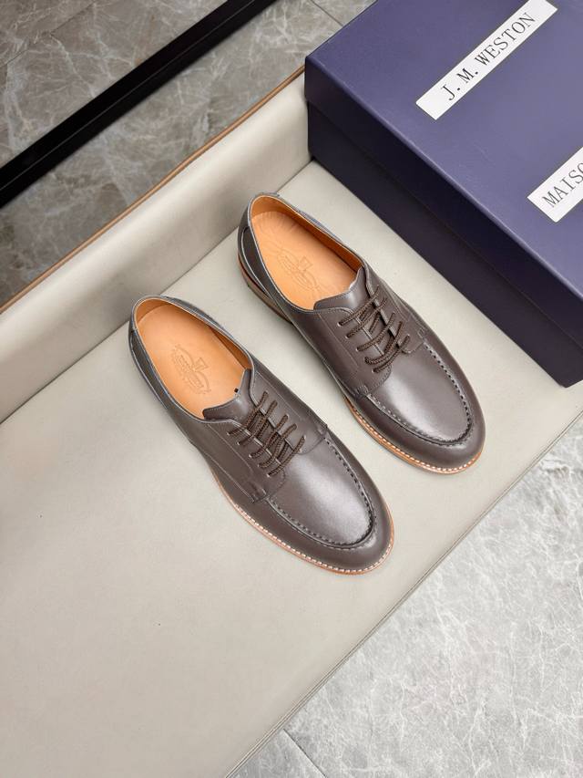 j.M.Weston Classic Business Leather Shoes Men's Lace-Up Business Leather Shoe