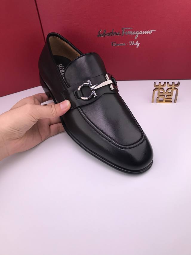 ferragam* Imported Fetal Cowhide Thin Heel Soft Sole High-End Business Casual