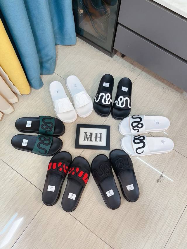 Factory Price P Gucci High-End Men's Summer Slippers Upper Material First Layer
