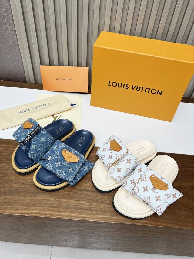 lv Flat Flip Flops In The Same Color For Men And Women Couple Size Louis Vuit