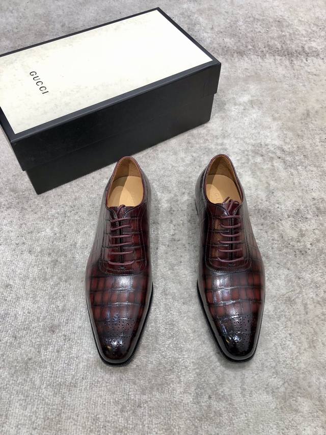 gucci Men's Classic Oxford Shoes, Men's Business Formal Leather Shoes, Classi