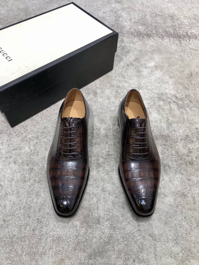 gucci Men's Classic Oxford Shoes, Men's Business Formal Leather Shoes, Classi