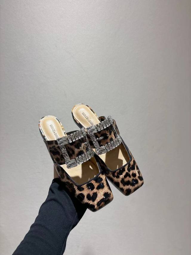 dg New 35-42 Size Leopard Print Patent Leather Original Fabric Sheepskin Pads