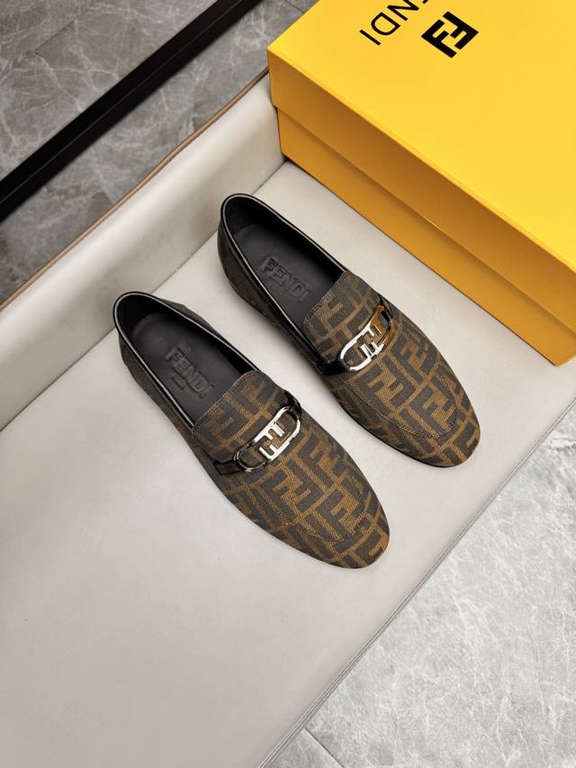 fendi Fendi Leather Shoes Imported Brand Jacquard Fabric Water-Dyed Calfskin