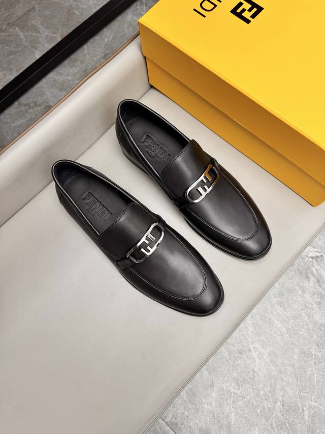 fendi Fendi Leather Shoes Imported Cowhide Fabric Water-Dyed Calfskin Lining