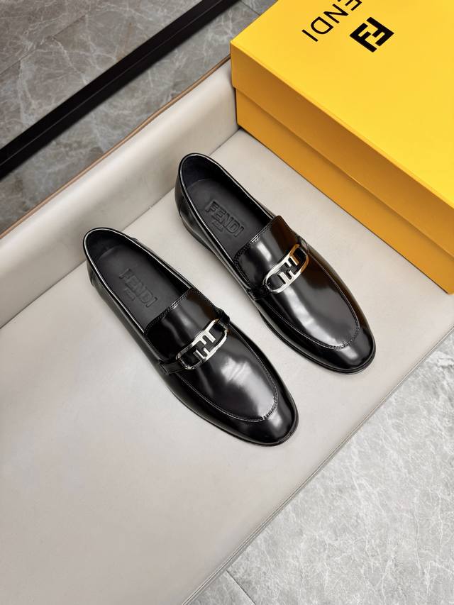 fendi Fendi Leather Shoes Imported Open Edge Beaded Fabric Water-Dyed Calfski