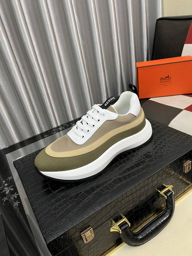 Factory Price Pp Herme* Hermes Bouncing Sneakers Men's Casual Sports Shoes Upper
