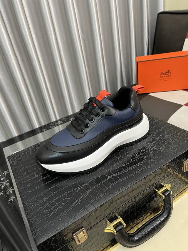 Factory Price Pp Herme* Hermes Bouncing Sneakers Men's Casual Sports Shoes Upper