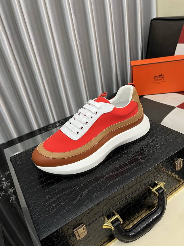 Factory Price Pp Herme* Hermes Bouncing Sneakers Men's Casual Sports Shoes Upper
