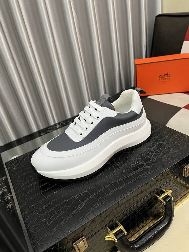 Factory Price Pp Herme* Hermes Bouncing Sneakers Men's Casual Sports Shoes Upper