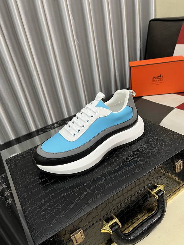 Factory Price Pp Herme* Hermes Bouncing Sneakers Men's Casual Sports Shoes Upper