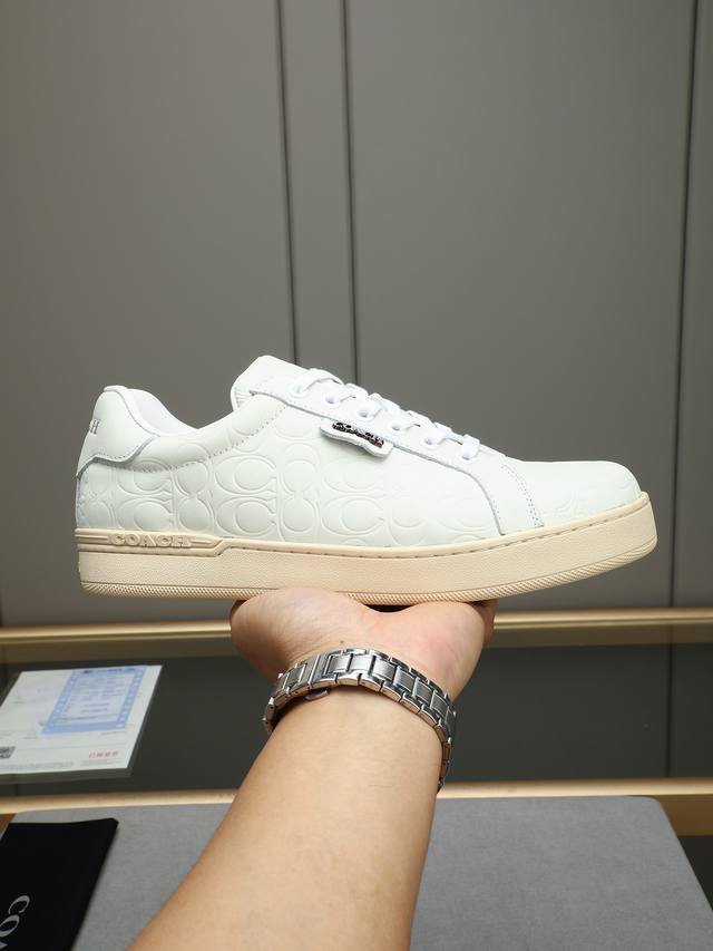 Full Leather Coach Exclusive New Men's Low-Top Casual Lace-Up Sneakers, Casual A