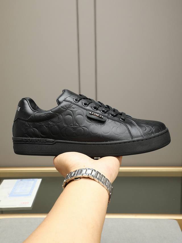 Full Leather Coach Exclusive New Men's Low-Top Casual Lace-Up Sneakers, Casual A