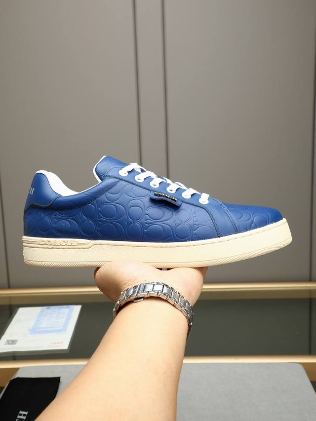 Full Leather Coach Exclusive New Men's Low-Top Casual Lace-Up Sneakers, Casual A