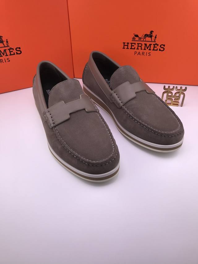 herm * [Mercedes Velvet Foam Sole High-End Casual Shoes] Imported Suede Cowhi