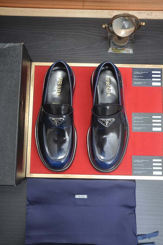Factory Price P Prada Full High-End Cowhide Lining Latest Genuine Leather Busine