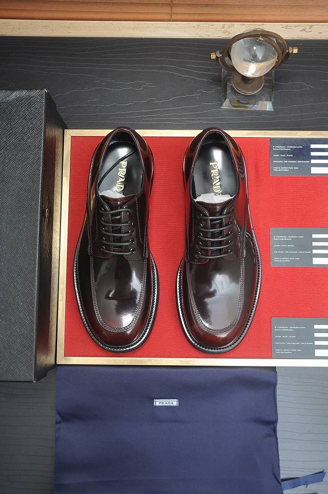 Factory Price P Prada Full High-End Cowhide Lining Latest Genuine Leather Busine