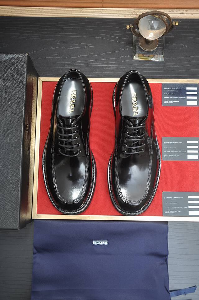 Factory Price P Prada Full High-End Cowhide Lining Latest Genuine Leather Busine