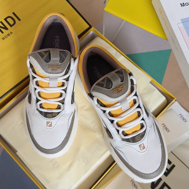 Top Version Men's Fendi Fendi's Latest Force Series Ff Thick-Soled Casual Sports