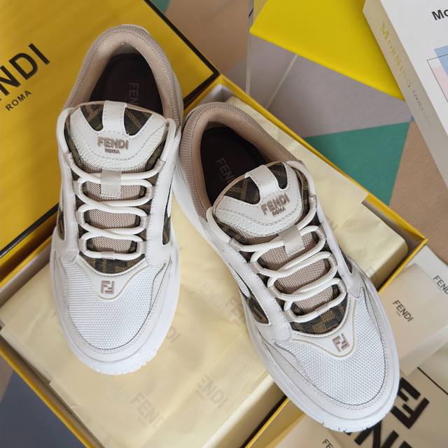 Top Version Men's Fendi Fendi's Latest Force Series Ff Thick-Soled Casual Sports