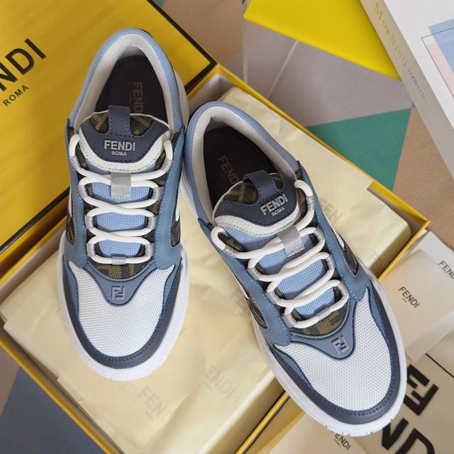 Top Version Men's Fendi Fendi's Latest Force Series Ff Thick-Soled Casual Sports