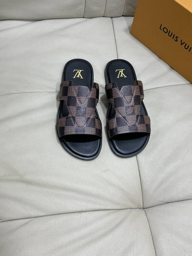 l Size:38-45 High-End Quality Lv Original Men's Spring And Summer Slippers Co