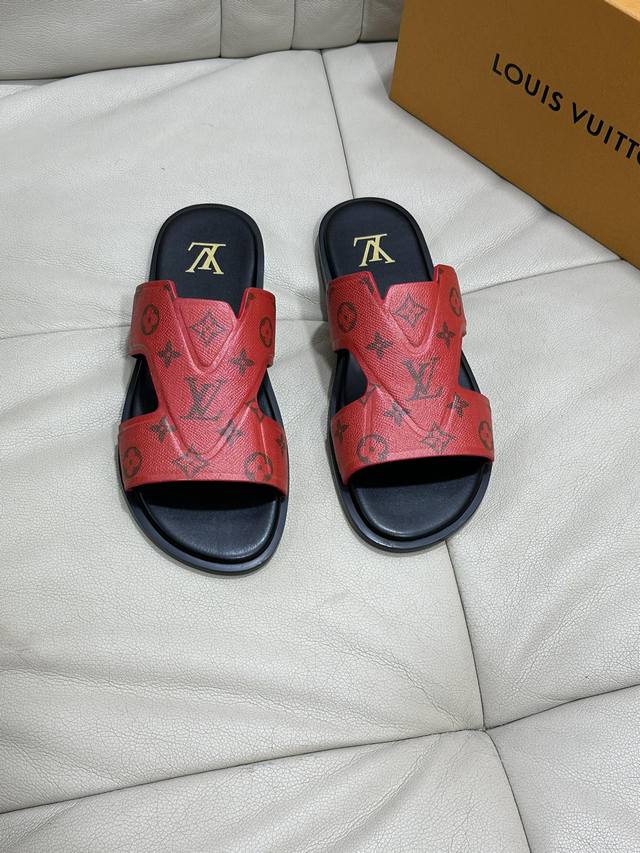 l Size:38-45 High-End Quality Lv Original Men's Spring And Summer Slippers Co