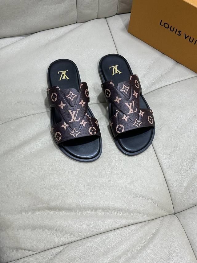 l Size:38-45 High-End Quality Lv Original Men's Spring And Summer Slippers Co