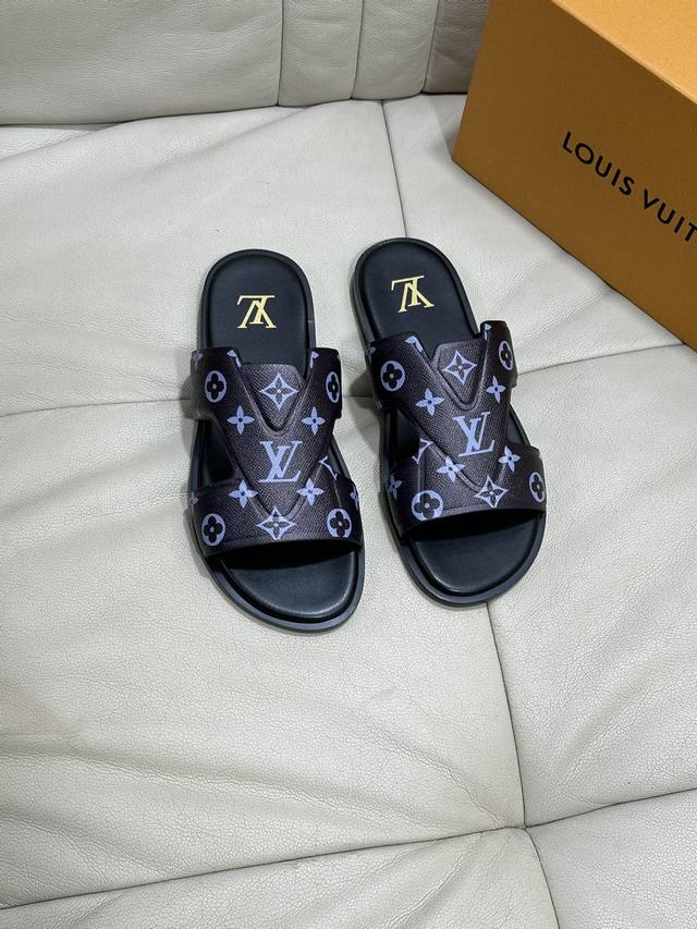 l Size:38-45 High-End Quality Lv Original Men's Spring And Summer Slippers Co