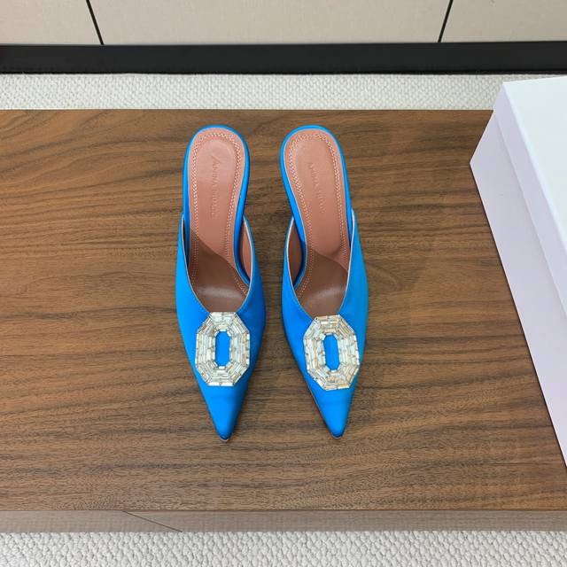 amina Muaddi Diamond Buckle Pointed Half-Slippers Simple Temperament Style Up
